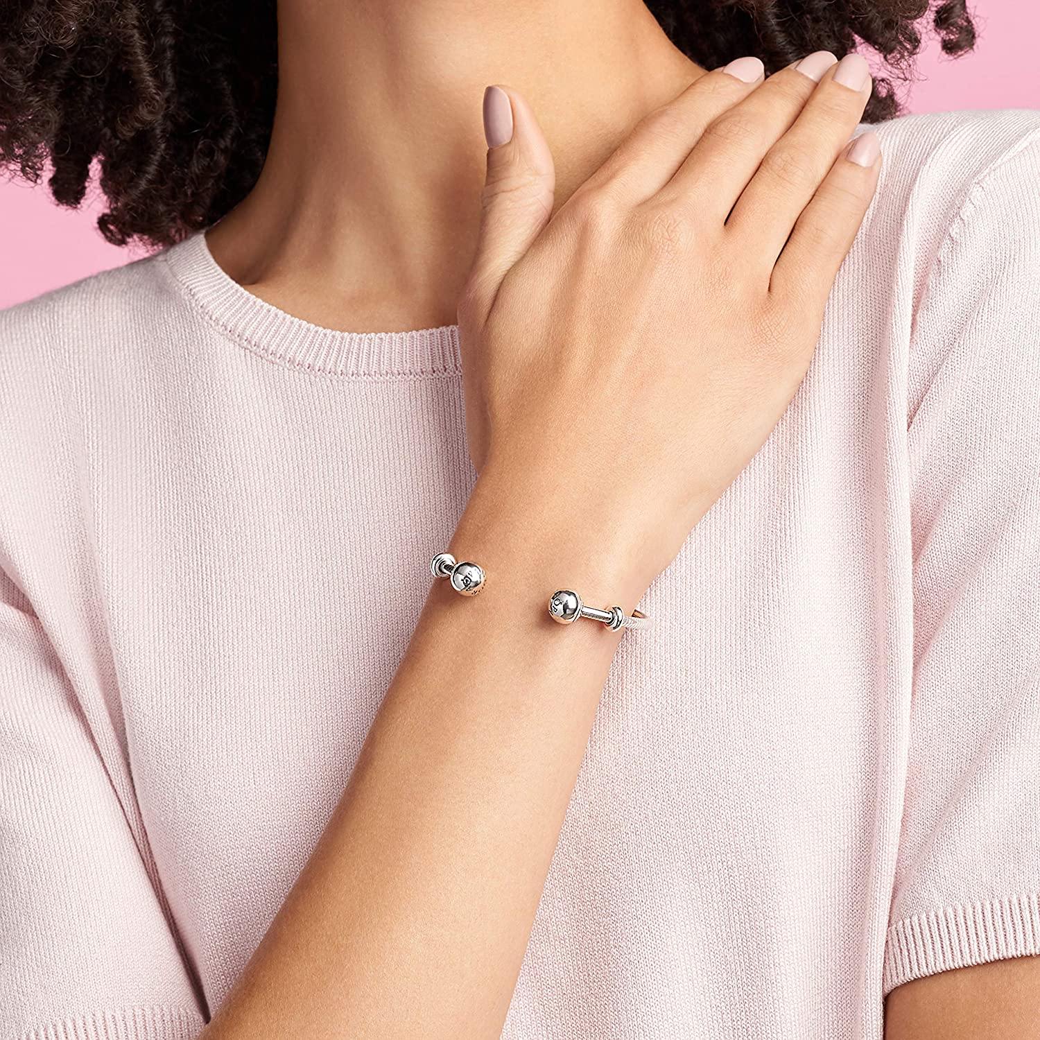 Pandora Jewelry Snake Chain Style Open Bangle Sterling Silver Bracelet - JOY2ESpree