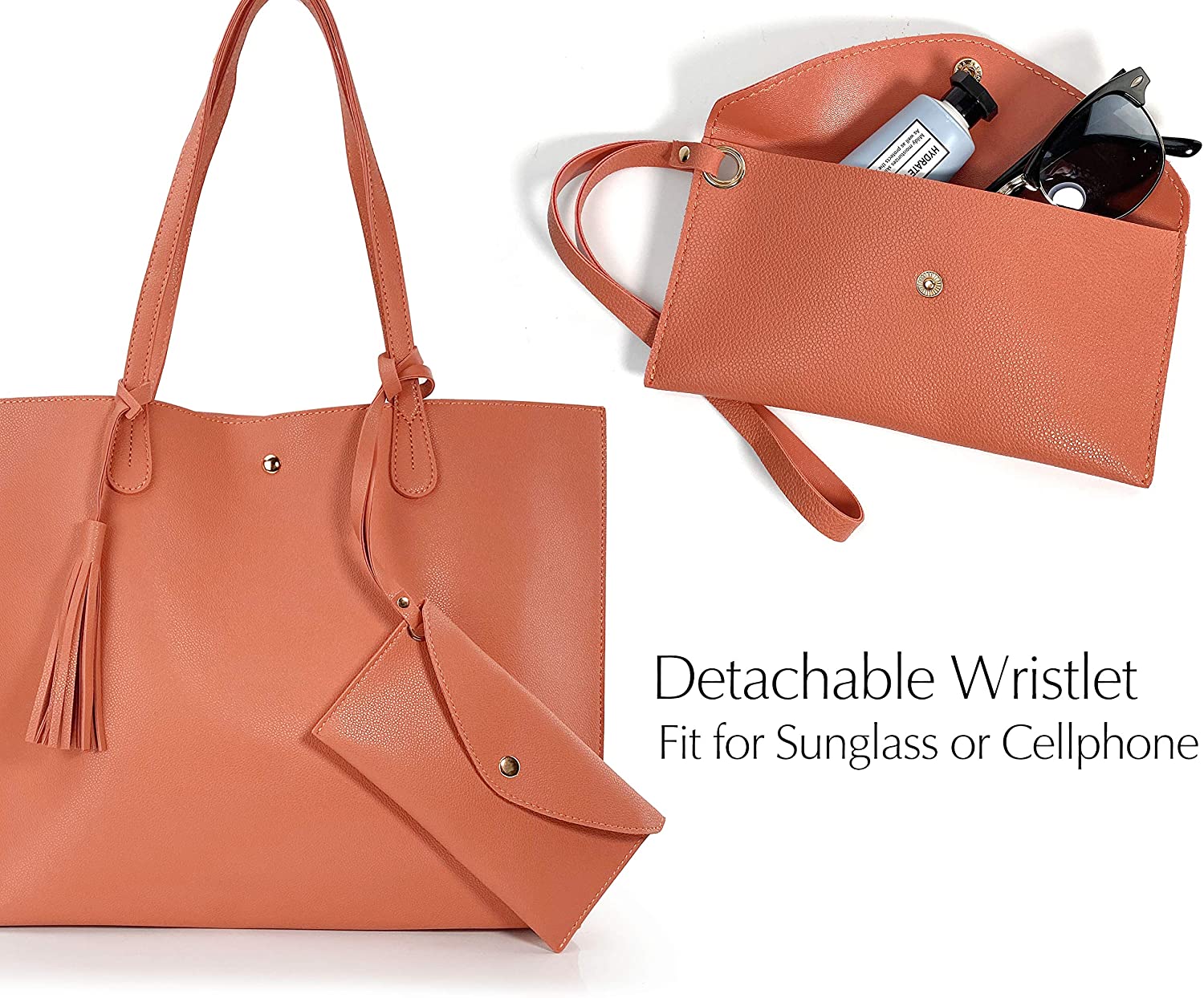Minimalist Clean Cut Pebbled Faux Leather Tote Womens Shoulder Handbag