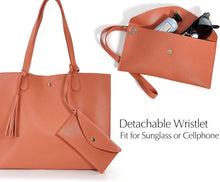 
                        
                          Load image into Gallery viewer, Minimalist Clean Cut Pebbled Faux Leather Tote Womens Shoulder Handbag
                        
                      
