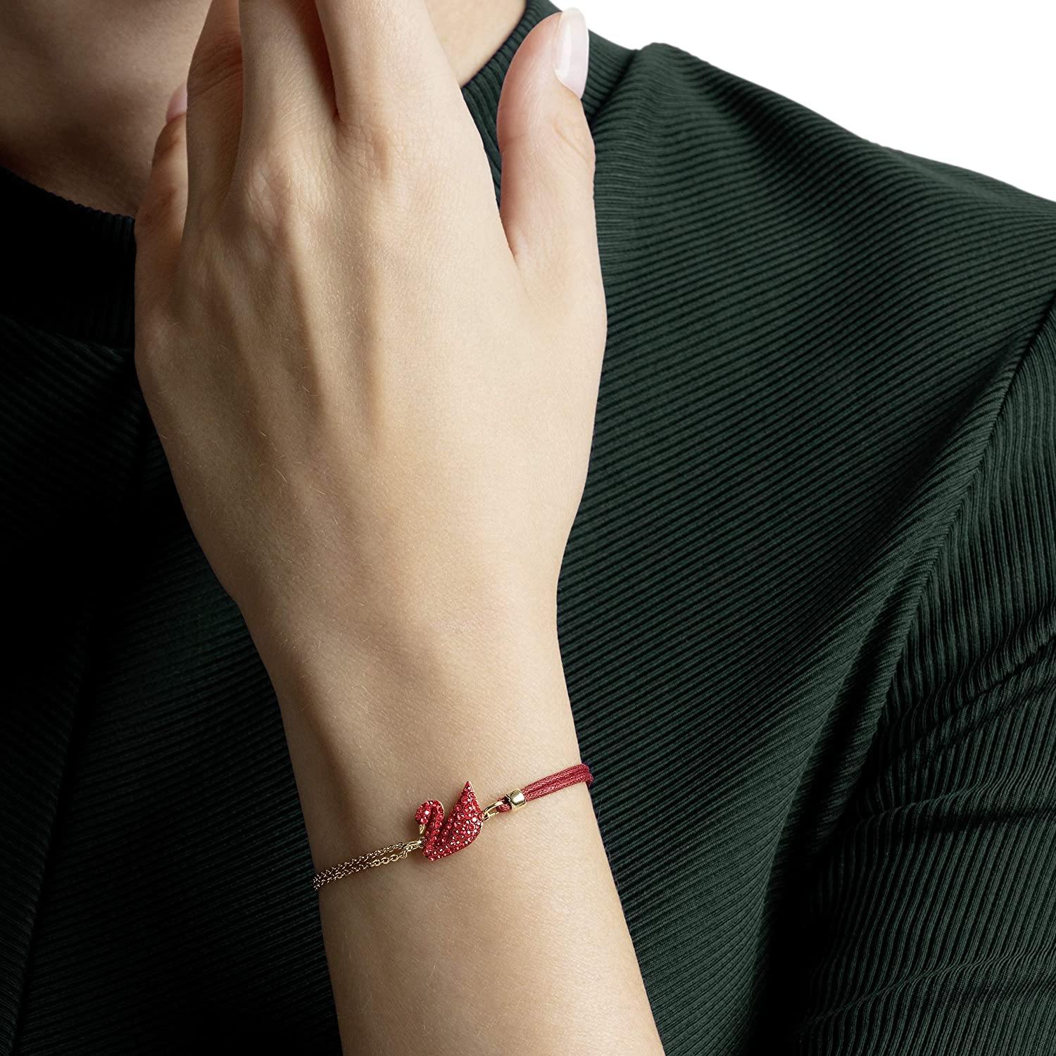 SWAROVSKI Women's Iconic Swan Jewelry Collection, Rose Gold Tone Finish, Red Crystals - JOY2ESpree