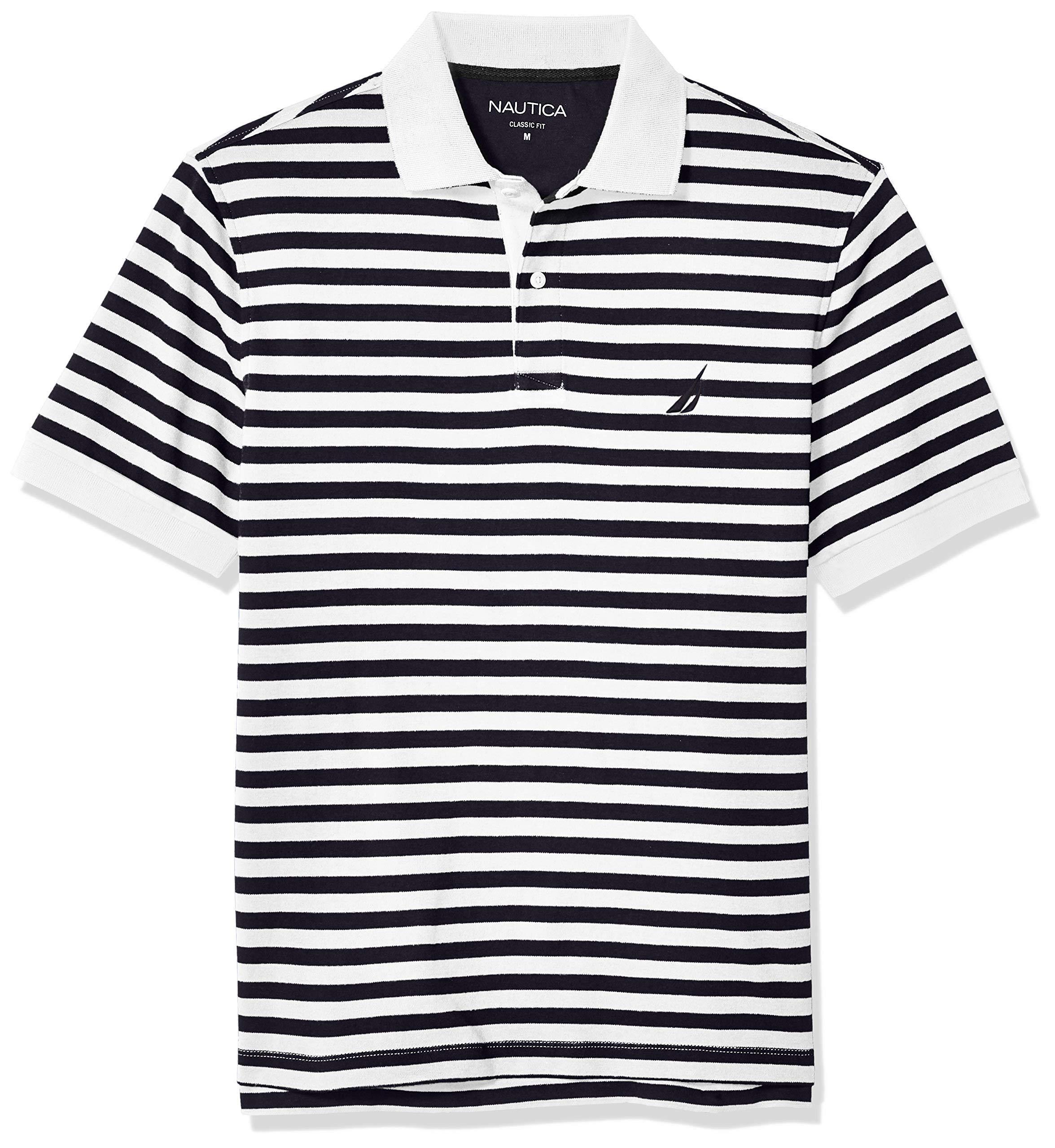 Nautica Men's Classic Fit 100% Cotton Soft Short Sleeve Stripe Polo Shirt - JOY2ESpree