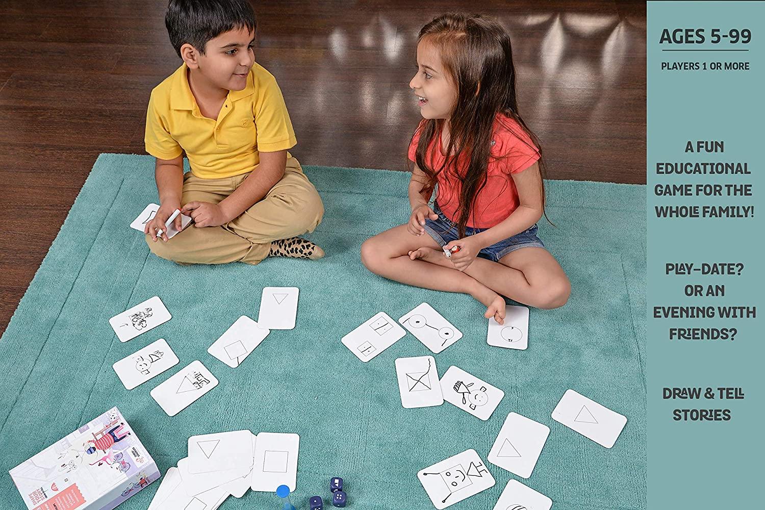 Chalk and Chuckles Rolling Tales, Story Telling Wooden Dice Cubes with Feelings & Objects Ages 5 to 99 Years Old Create Endless Stories - JOY2ESpree
