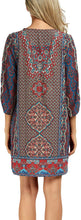 
                        
                          Load image into Gallery viewer, Women Bohemian Neck Tie Vintage Printed Ethnic Style Summer Shift Dress
                        
                      