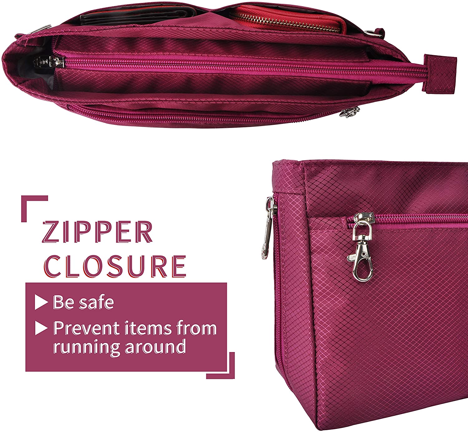 Vercord Expandable Nylon Handbag Purse Organizer Insert Liner Shaper Bag