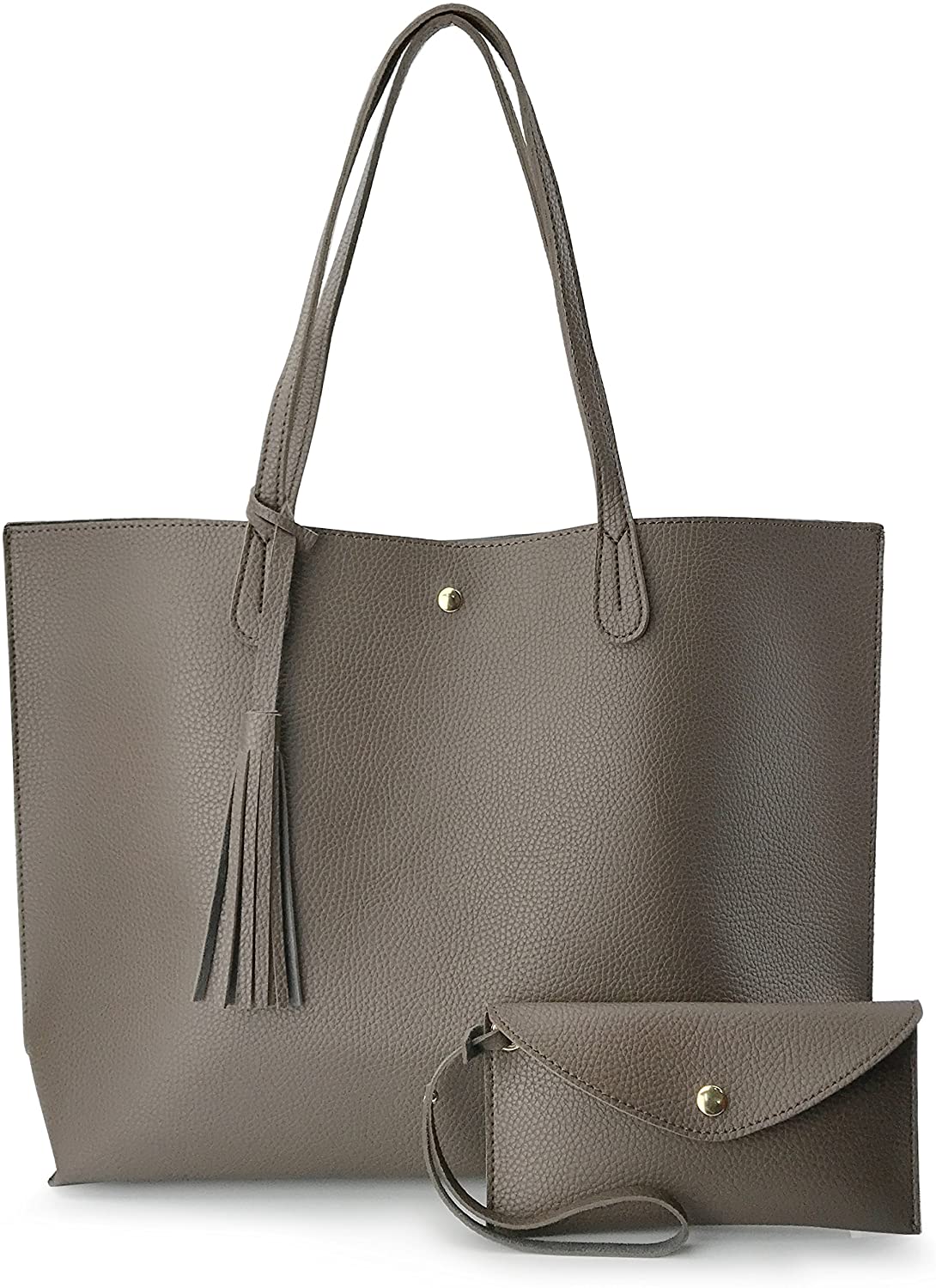 Minimalist Clean Cut Pebbled Faux Leather Tote Womens Shoulder Handbag