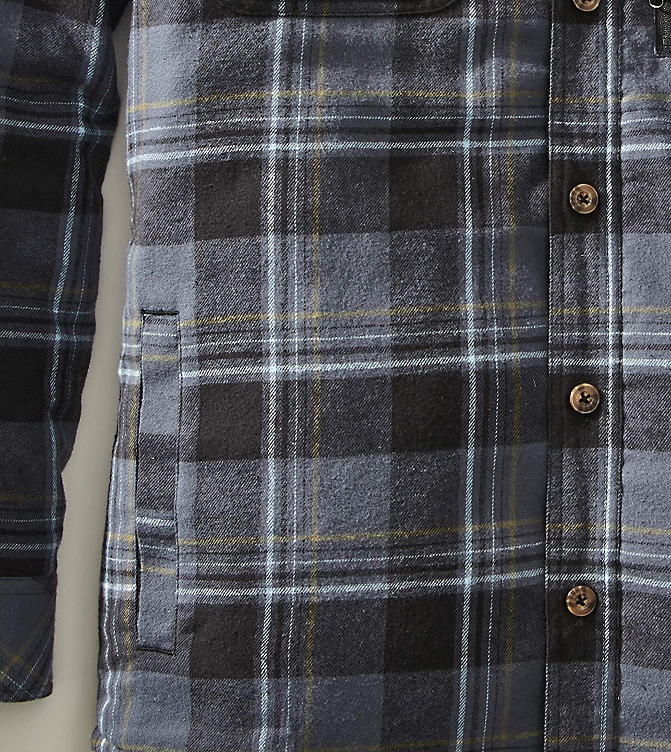 Venado Men's Plaid Shirt Jacket -Long Sleeved Quilt Lined Brushed Flannel Rugged Shirt
