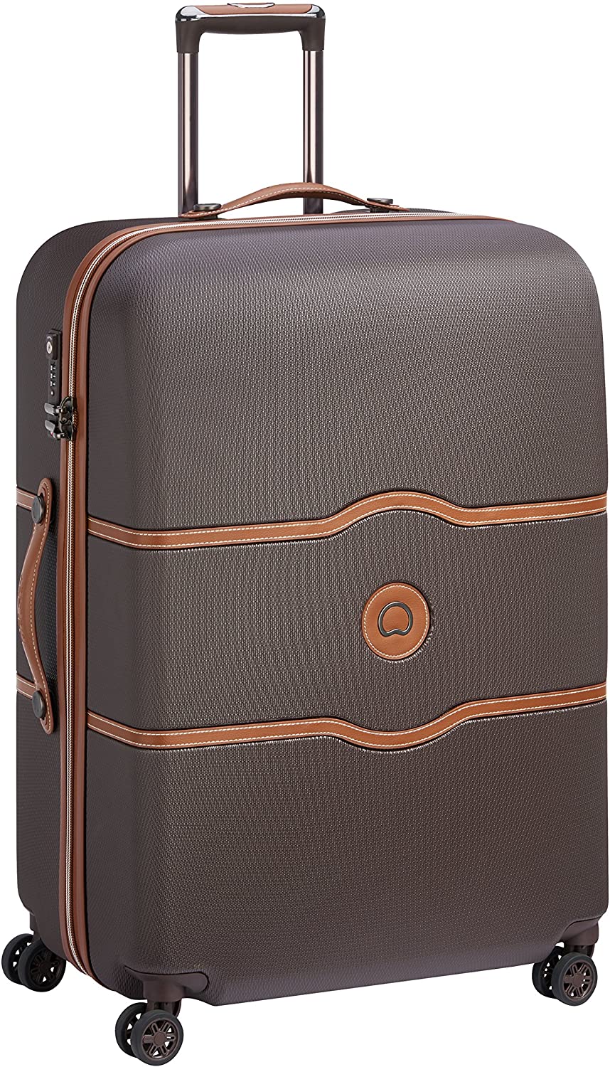 DELSEY Paris Chatelet Hardside Luggage with Spinner Wheels, Chocolate Brown, Checked-Large 28 Inch, with Brake