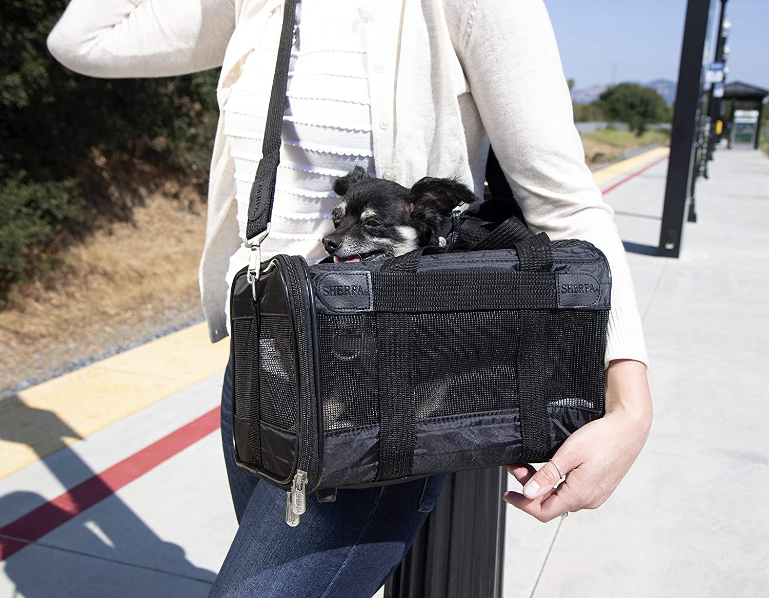 Sherpa Original Deluxe Airline Approved Pet Carrier, Medium, Black