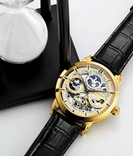 
                        
                          Muat gambar ke penampil Galeri, Stührling Original Mens Watch Stainless Steel Automatic, Skeleton Dial, Dual Time, AM/PM Sun Moon,Genuine Leather Strap 371 Watches for Men Series
                        
                      