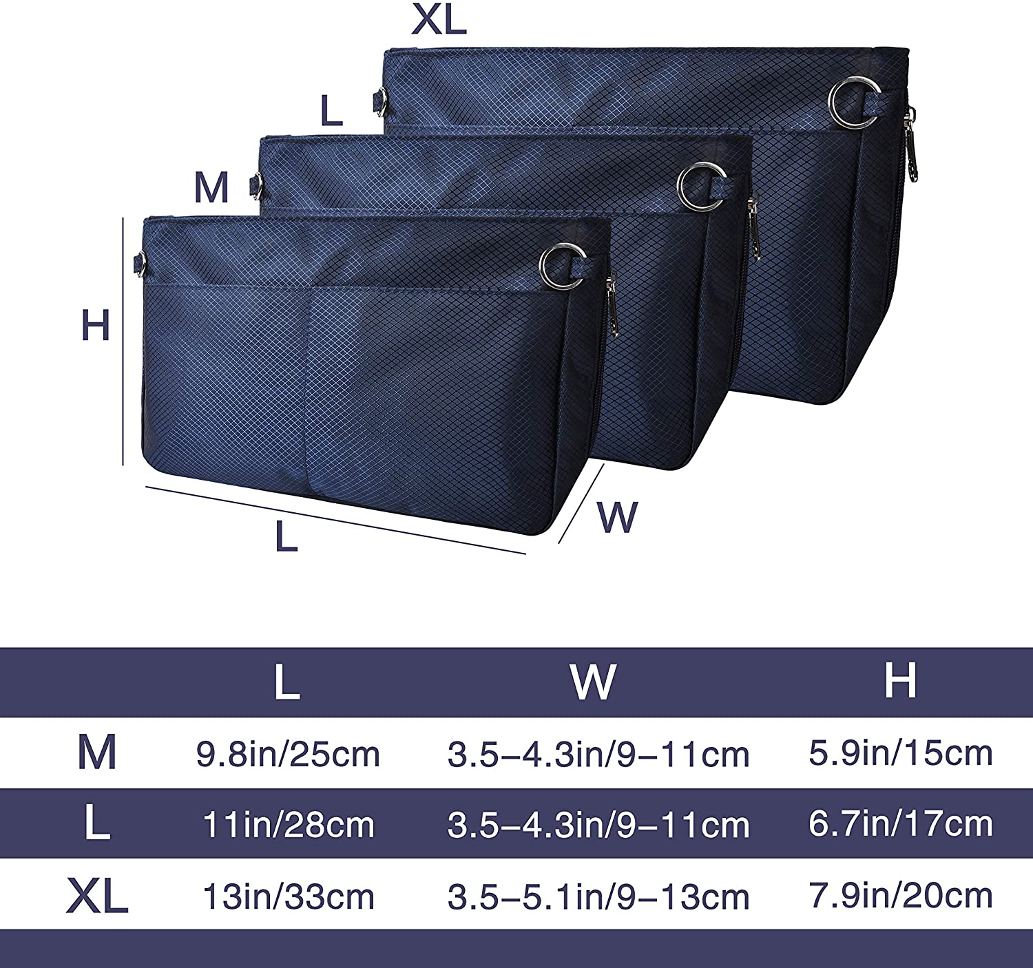 Vercord Expandable Nylon Handbag Purse Organizer Insert Liner Shaper Bag