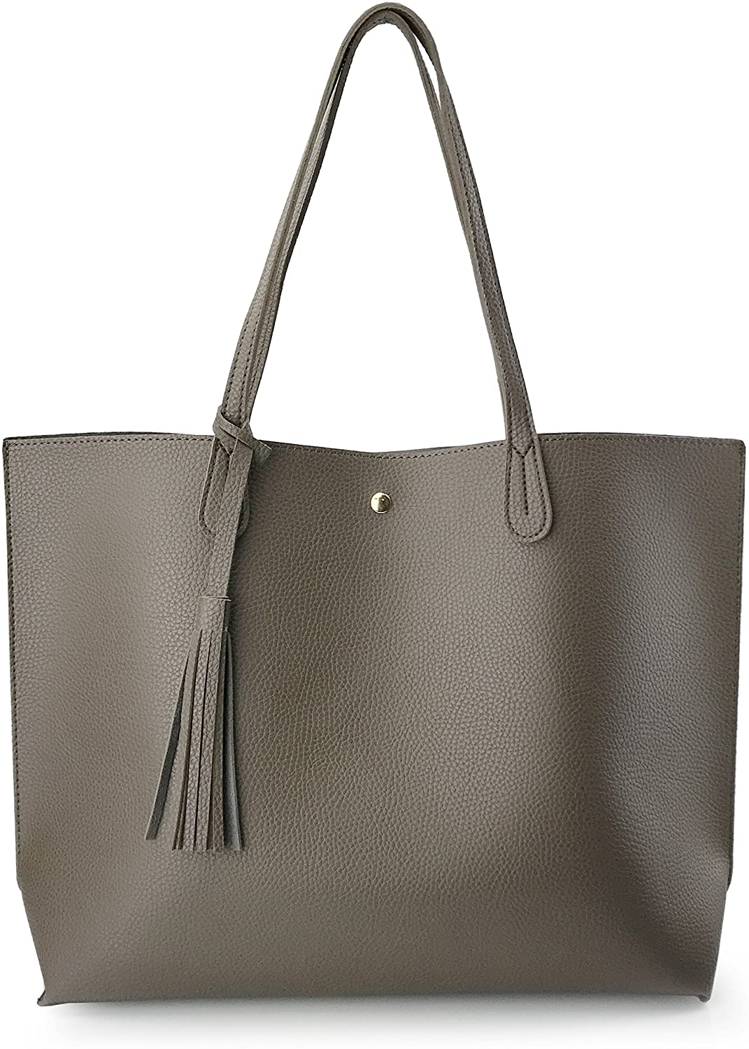 Minimalist Clean Cut Pebbled Faux Leather Tote Womens Shoulder Handbag