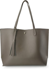
                        
                          Load image into Gallery viewer, Minimalist Clean Cut Pebbled Faux Leather Tote Womens Shoulder Handbag
                        
                      