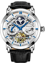 
                        
                          Muat gambar ke penampil Galeri, Stührling Original Mens Watch Stainless Steel Automatic, Skeleton Dial, Dual Time, AM/PM Sun Moon,Genuine Leather Strap 371 Watches for Men Series
                        
                      