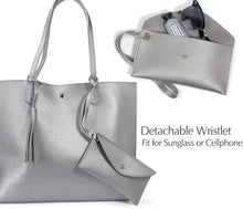
                        
                          Load image into Gallery viewer, Minimalist Clean Cut Pebbled Faux Leather Tote Womens Shoulder Handbag
                        
                      