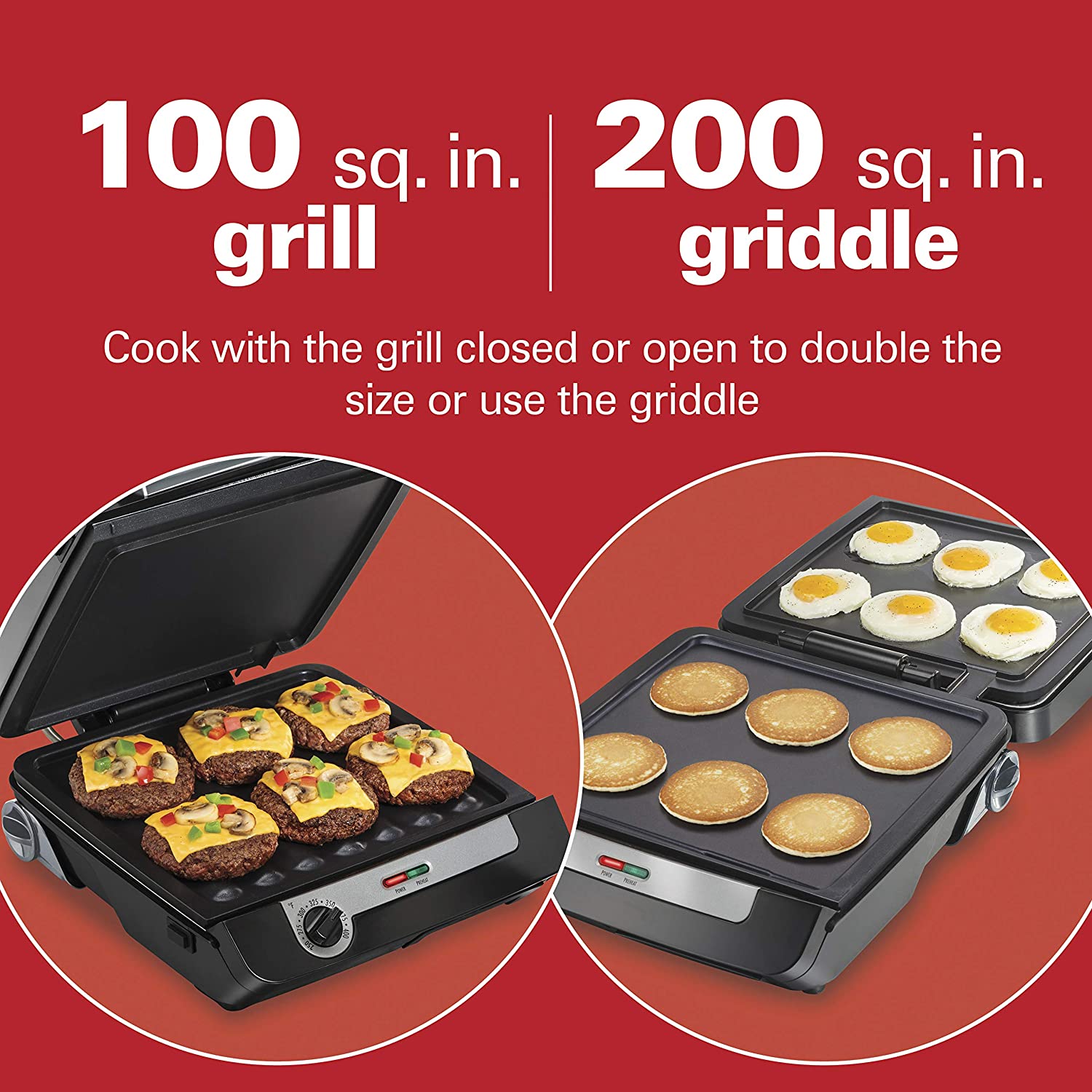 Hamilton Beach Electric Indoor Searing Grill with Viewing Window and Removable Easy-to-Clean Nonstick Plate - JOY2ESpree