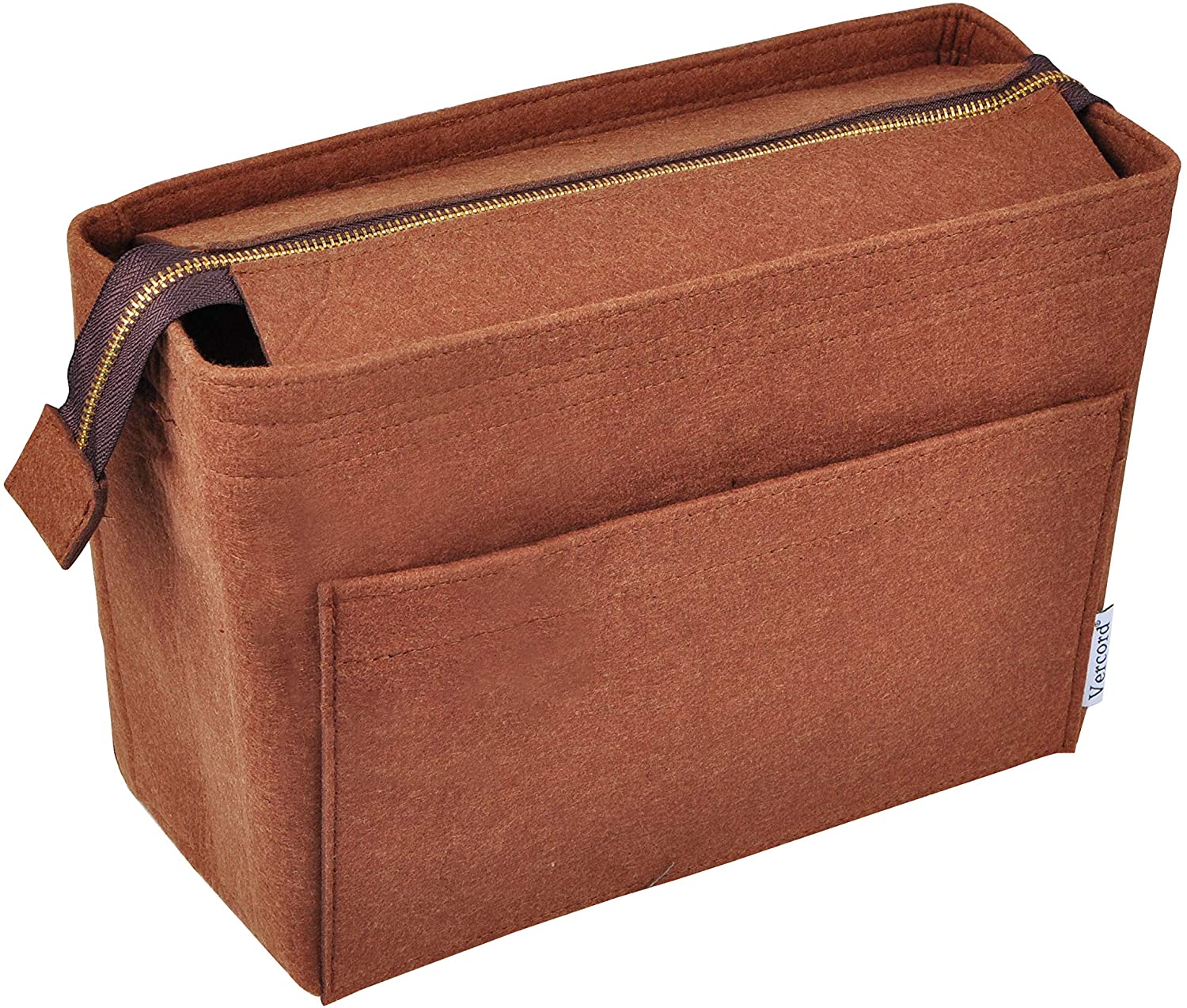 Vercord Felt Zipper Handbag Tote Purse Duffel Backpack Organizer Insert Beige Medium