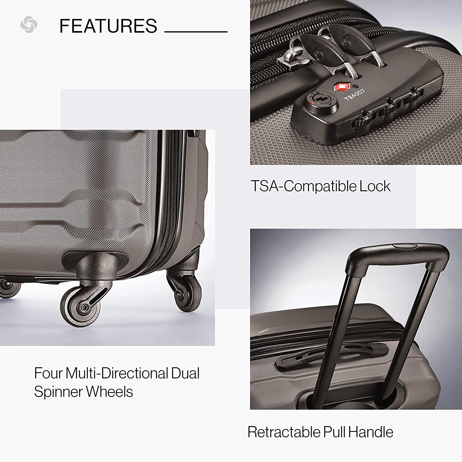 Samsonite Omni PC Hardside Expandable Luggage with Spinner Wheels, Black, Carry-On 20-Inch