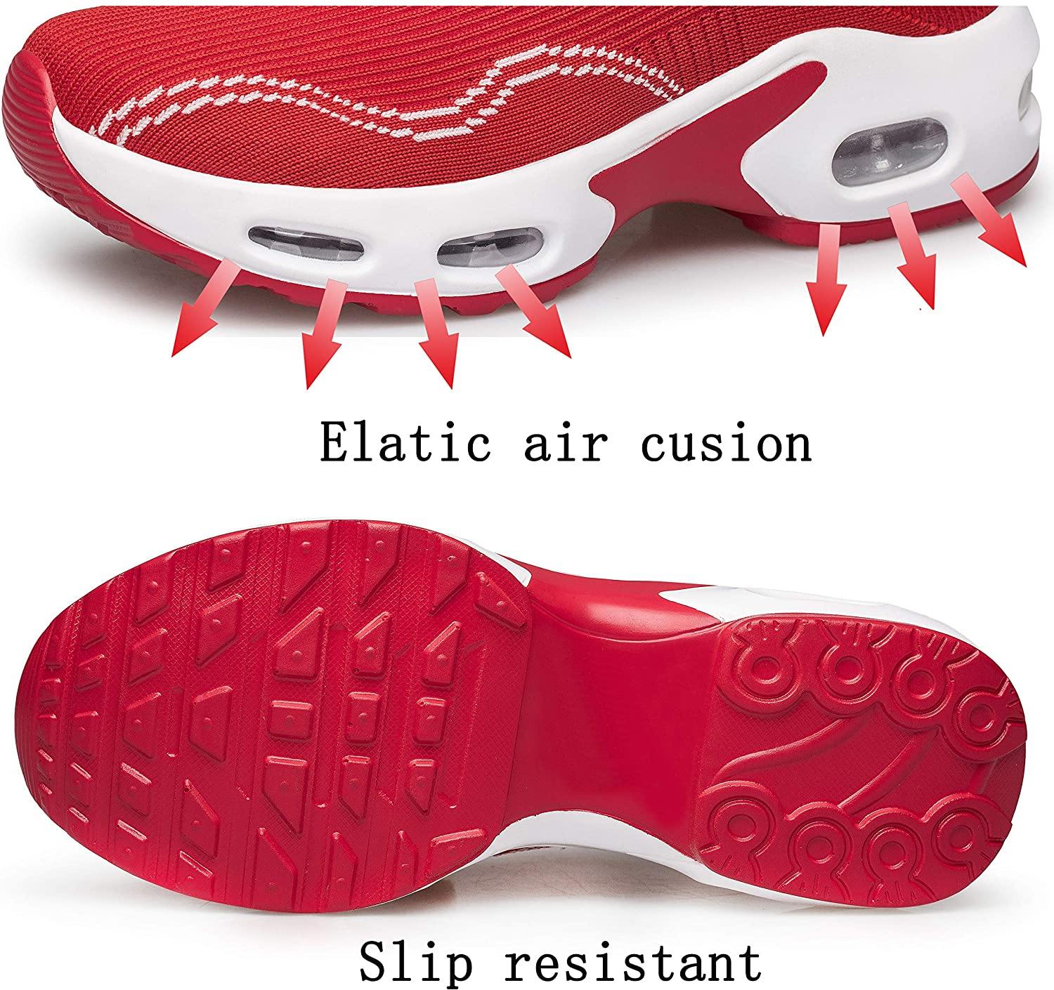 PDBQ Women's Walking Shoes Sock Sneakers Mesh Slip On Air Cushion Nurse Shoes Platform Loafers Breathable Lightweight Comfortable Socks Shoes