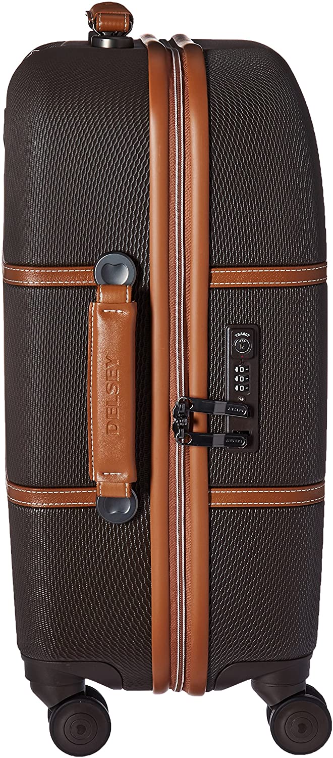 DELSEY Paris Chatelet Hardside Luggage with Spinner Wheels, Chocolate Brown, Checked-Large 28 Inch, with Brake