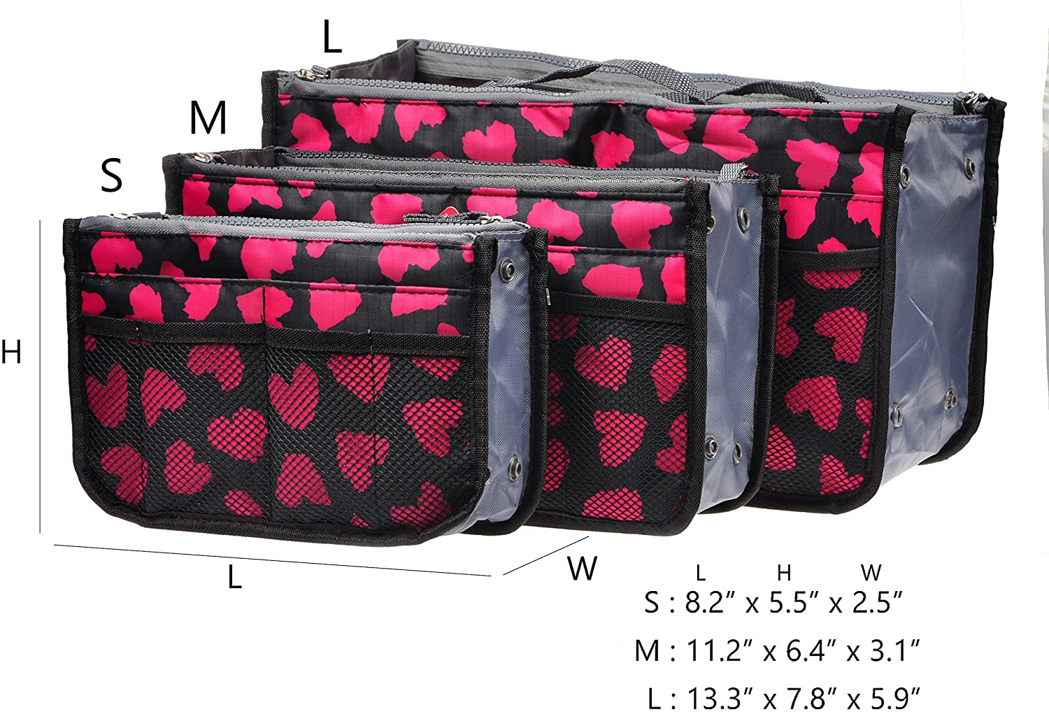 Vercord Purse Organizer Insert for Handbags Bag Organizers Inside Tote Pocketbook Women Nurse Nylon 13 Pockets Black Medium