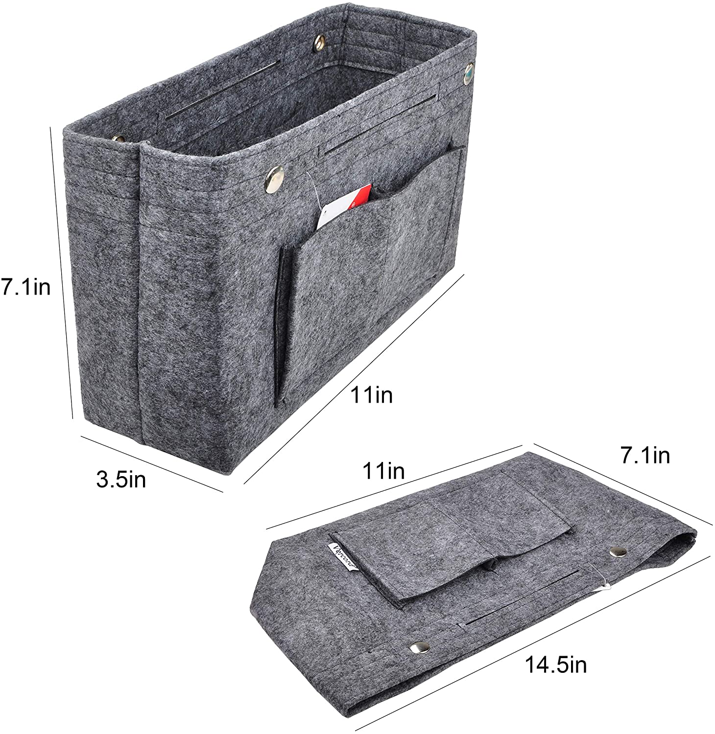 Vercord Felt Tote Handbag Purse Pocketbook Organizer Insert Divider Shaper Bag in Bag