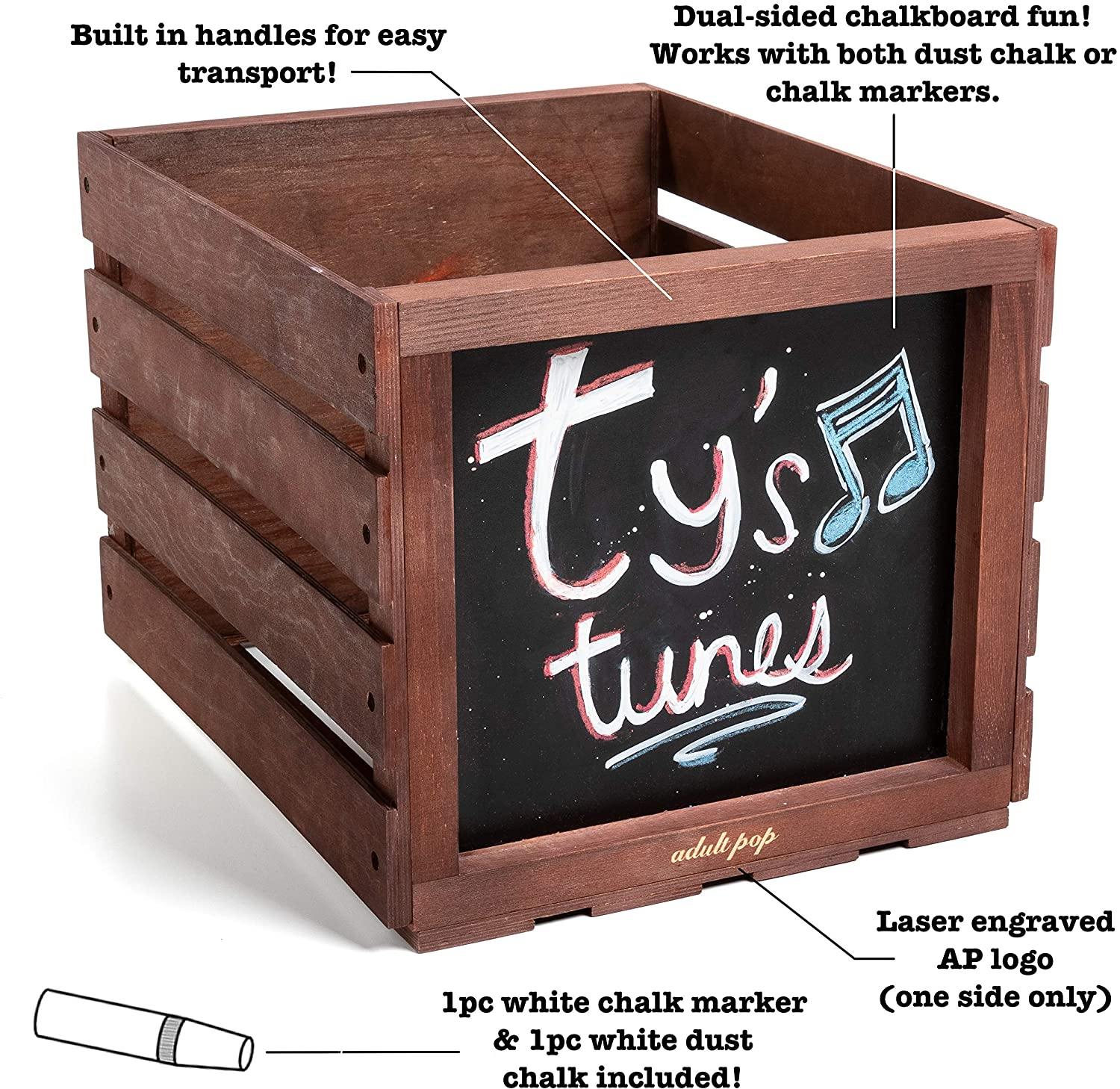 Chalkboard Vinyl Record Storage Crate (Matte Black) - JOY2ESpree