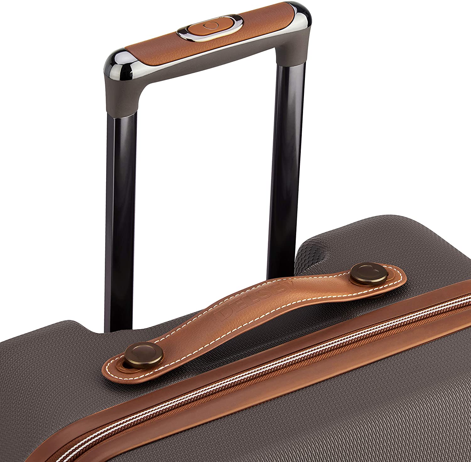 DELSEY Paris Chatelet Hardside Luggage with Spinner Wheels, Chocolate Brown, Checked-Large 28 Inch, with Brake