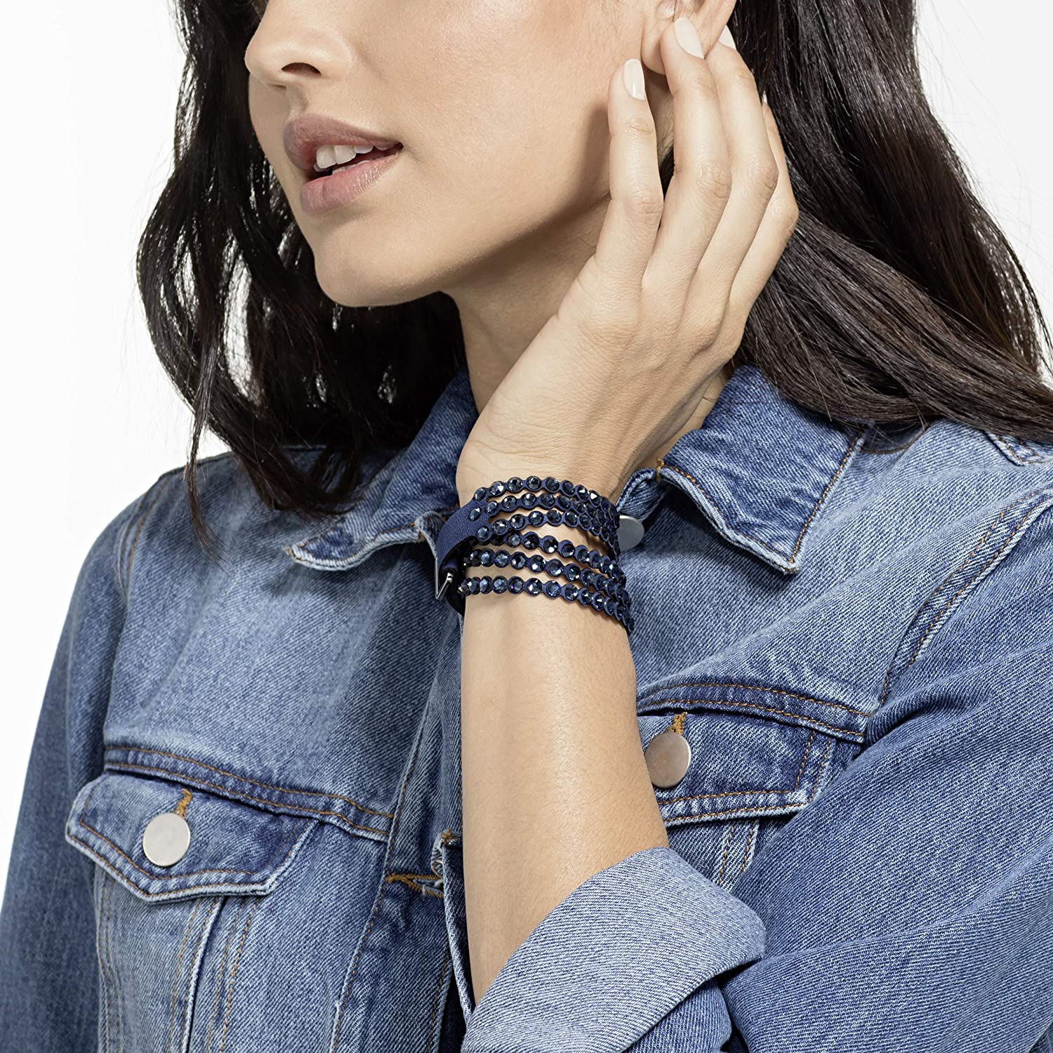 SWAROVSKI Women's Leather Look Crystal Power Bracelet Collection - JOY2ESpree