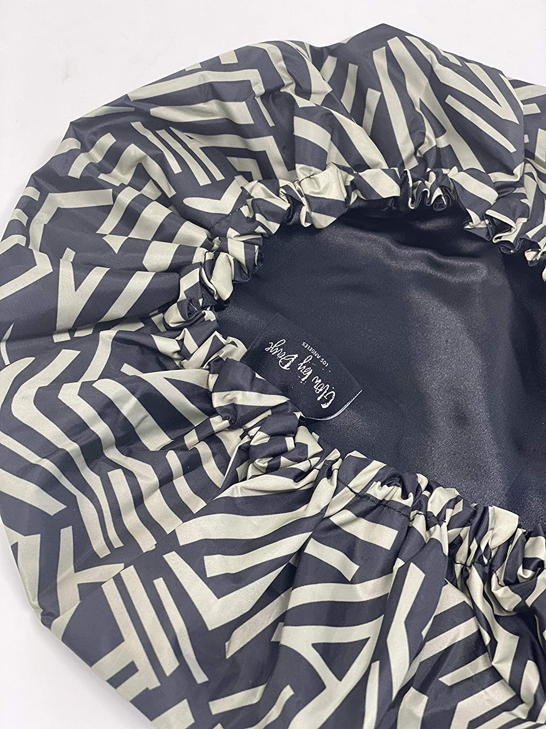 Large Satin Lined Shower Cap- Adjustable, Waterproof, Satin Interior for Hair Protection