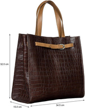 
                        
                          Load image into Gallery viewer, Antonio Valeria Emma Croco Print Leather Tote Bag For Women - JOY2ESpree
                        
                      