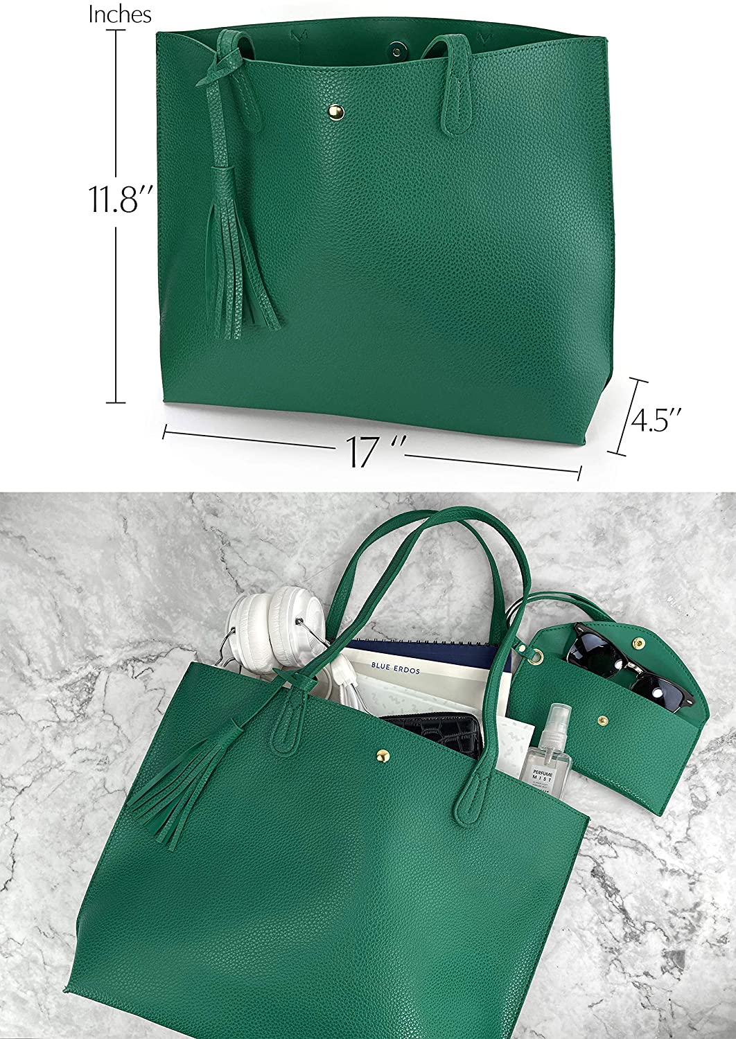 Minimalist Clean Cut Pebbled Faux Leather Tote Womens Shoulder Handbag