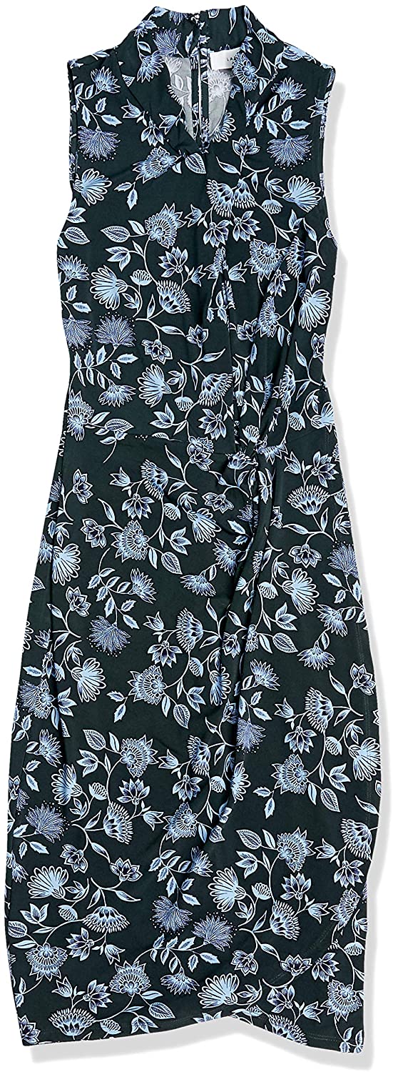 Amazon Brand - Lark & Ro Women's Sleeveless Crossover Twist Neck Faux Wrap Dress