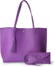 
                        
                          Load image into Gallery viewer, Minimalist Clean Cut Pebbled Faux Leather Tote Womens Shoulder Handbag
                        
                      