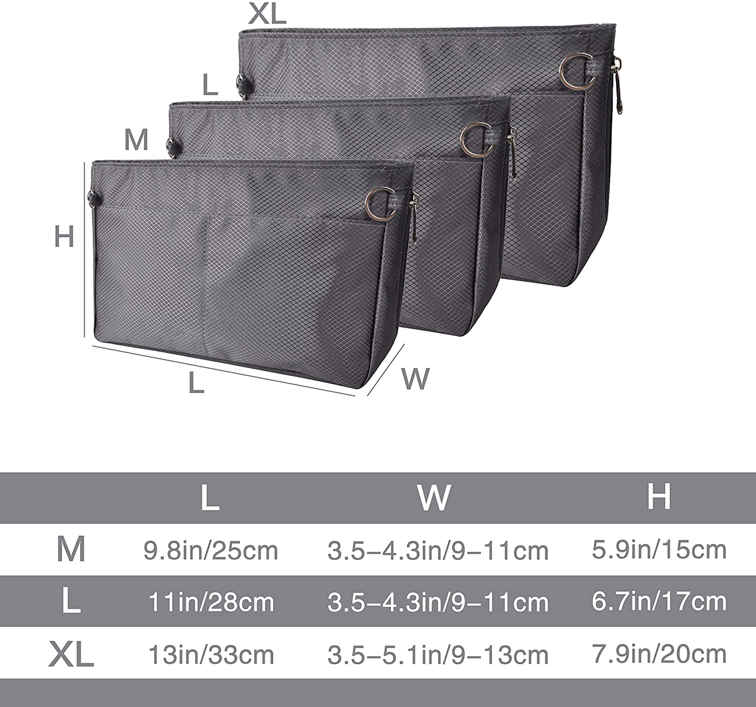 Vercord Expandable Nylon Handbag Purse Organizer Insert Liner Shaper Bag