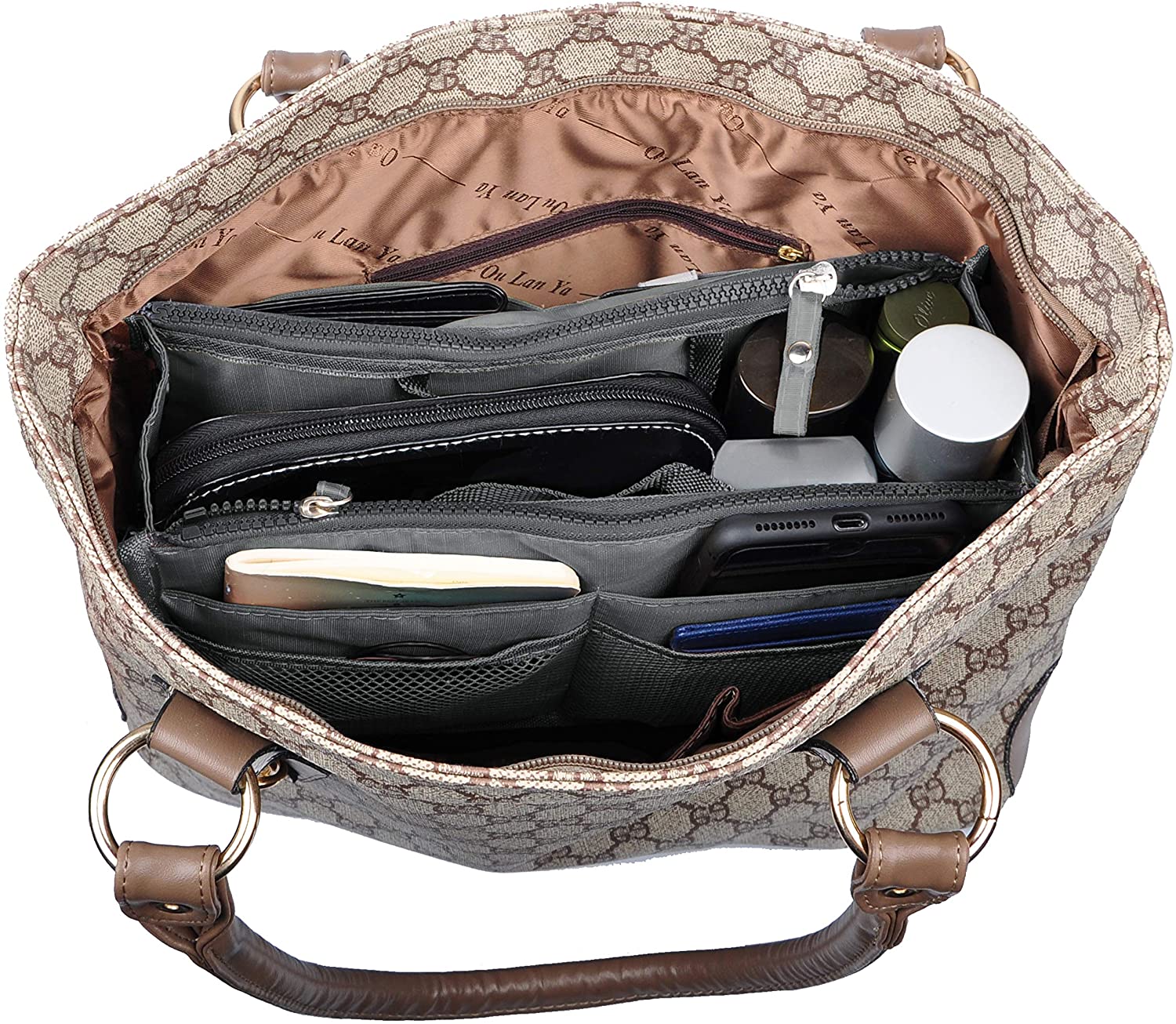 Vercord Updated Purse Handbag Organizer Insert Liner Bag in Bag 13 Pockets Purple Small
