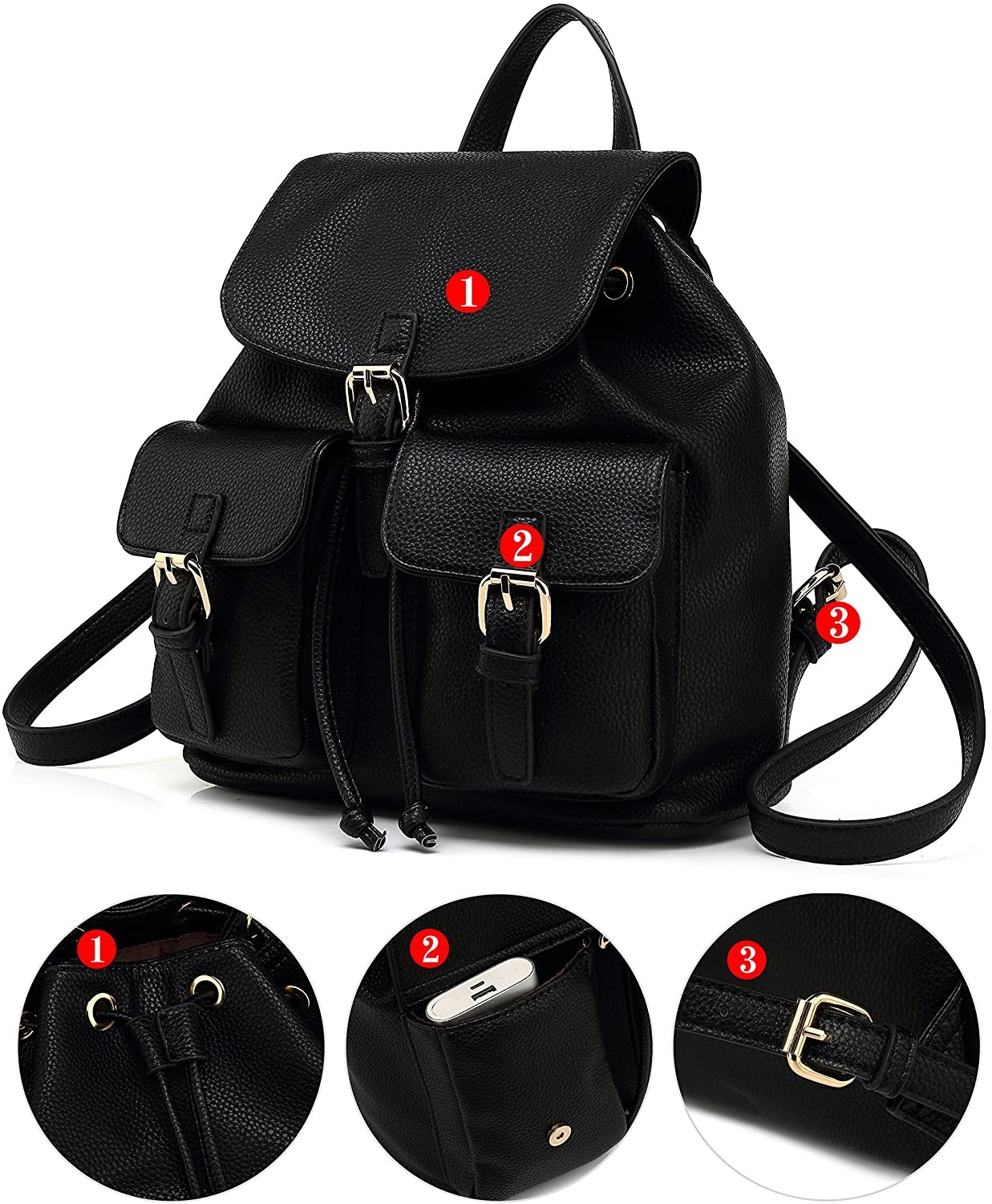 Scarleton Casual Fashion Backpack, Purses for women, Backpack for Women, Fashion Backpack for Women, H160801 - Black