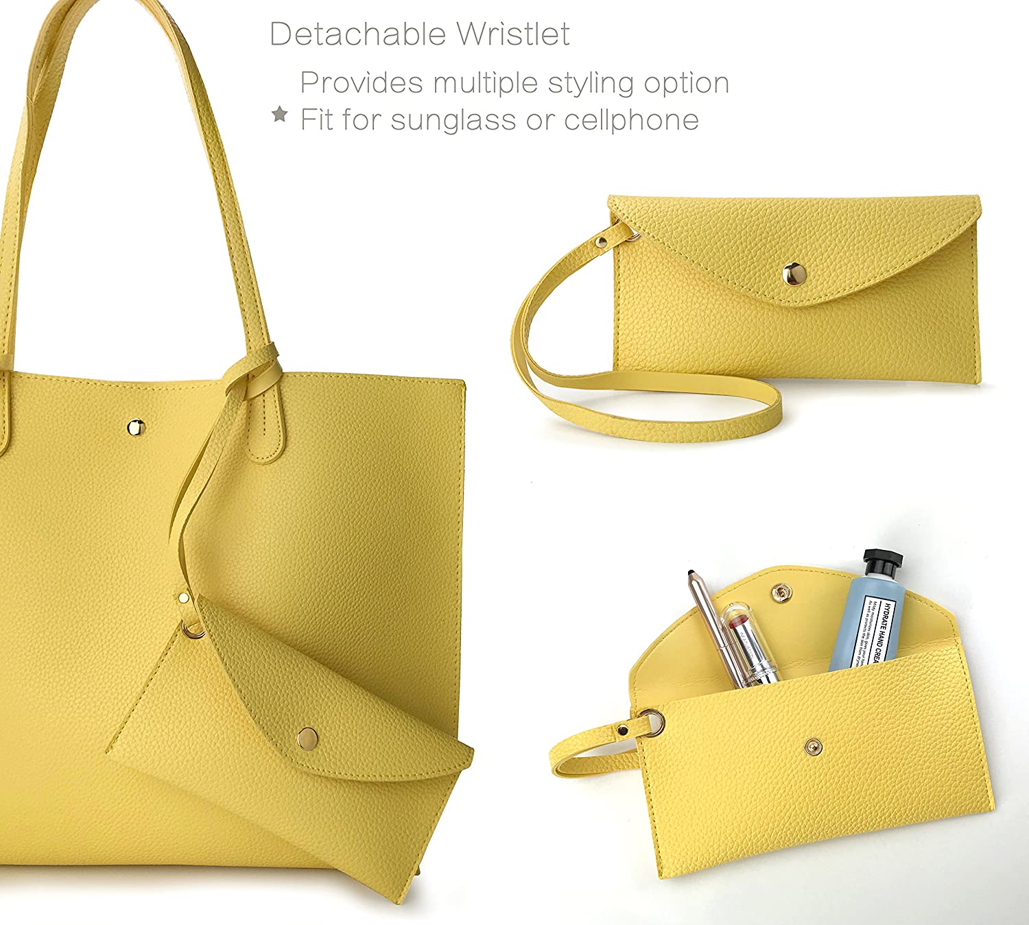 Minimalist Clean Cut Pebbled Faux Leather Tote Womens Shoulder Handbag