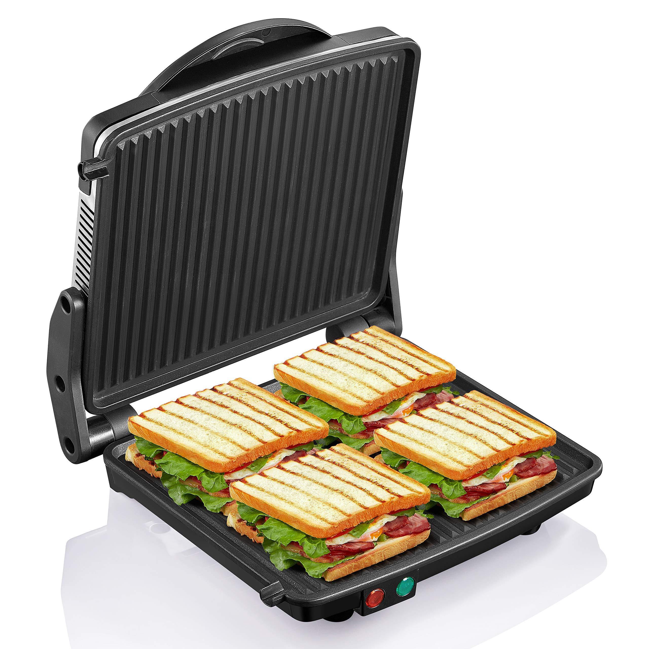 Panini Press Grill, Yabano Gourmet Sandwich Maker Non-Stick Coated Plates 11" x 9.8" - JOY2ESpree