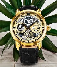 
                        
                          Muat gambar ke penampil Galeri, Stührling Original Mens Watch Stainless Steel Automatic, Skeleton Dial, Dual Time, AM/PM Sun Moon,Genuine Leather Strap 371 Watches for Men Series
                        
                      