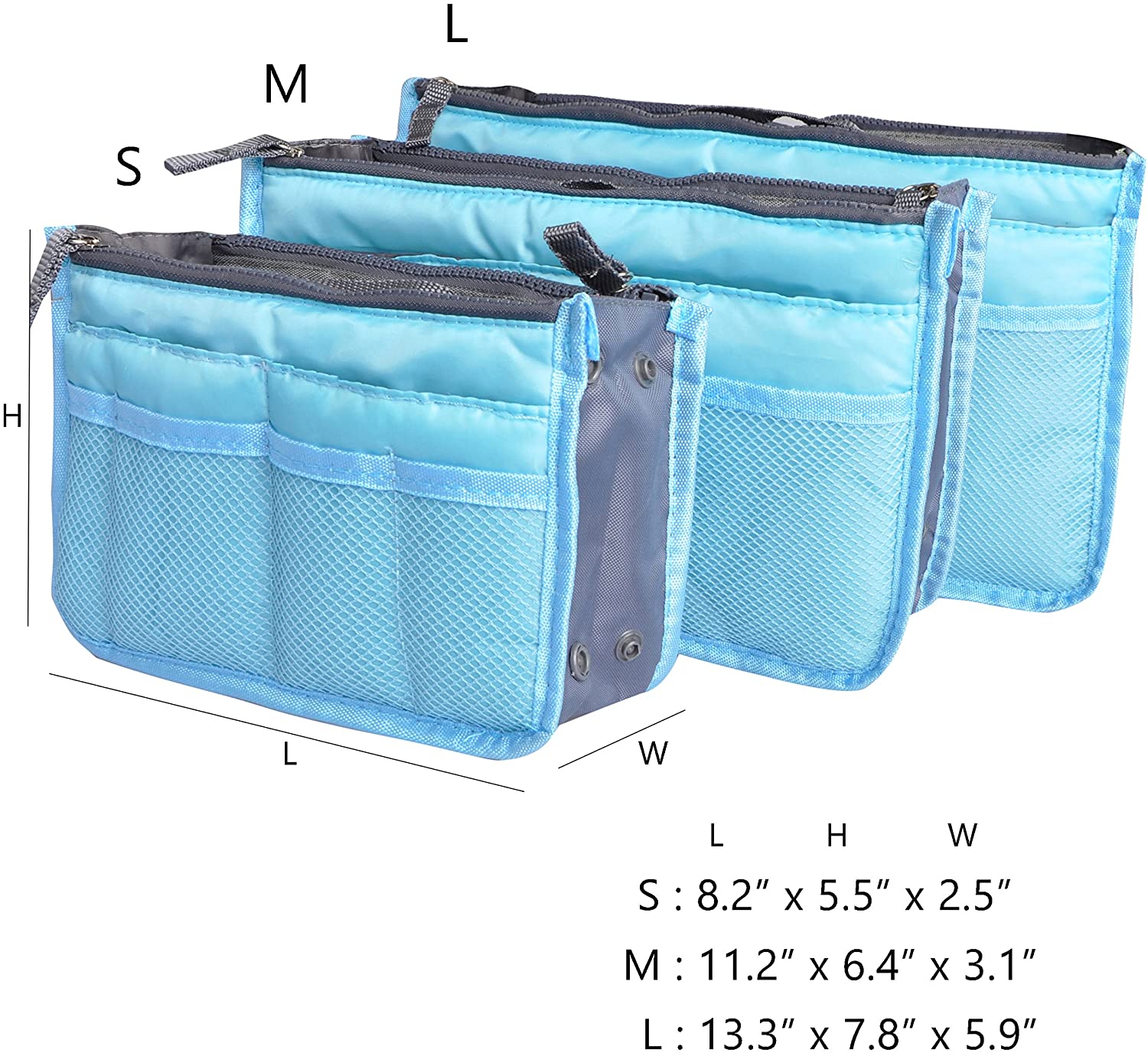 Vercord Purse Organizer Insert for Handbags Bag Organizers Inside Tote Pocketbook Women Nurse Nylon 13 Pockets Black Medium