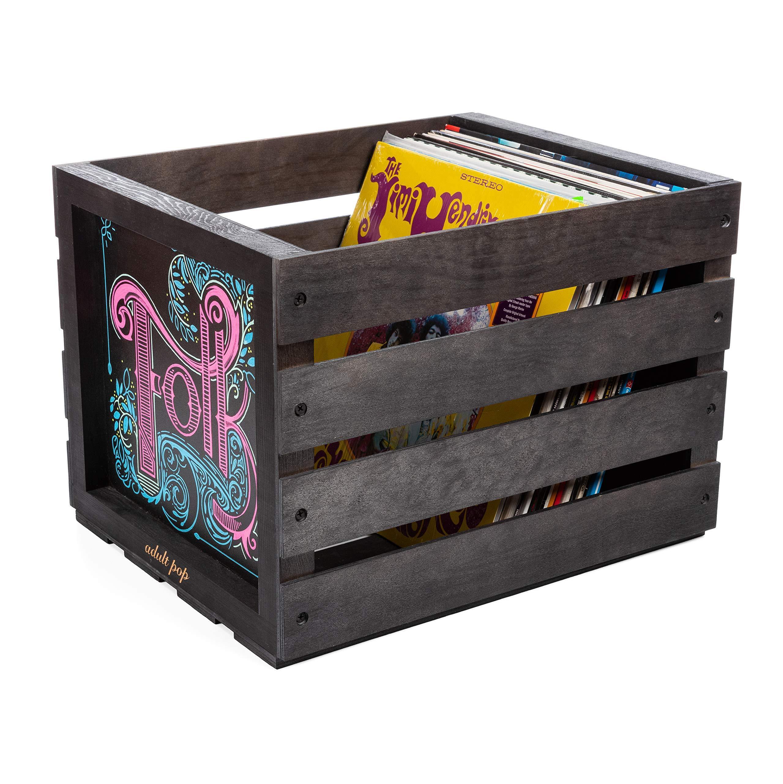 Chalkboard Vinyl Record Storage Crate (Matte Black) - JOY2ESpree