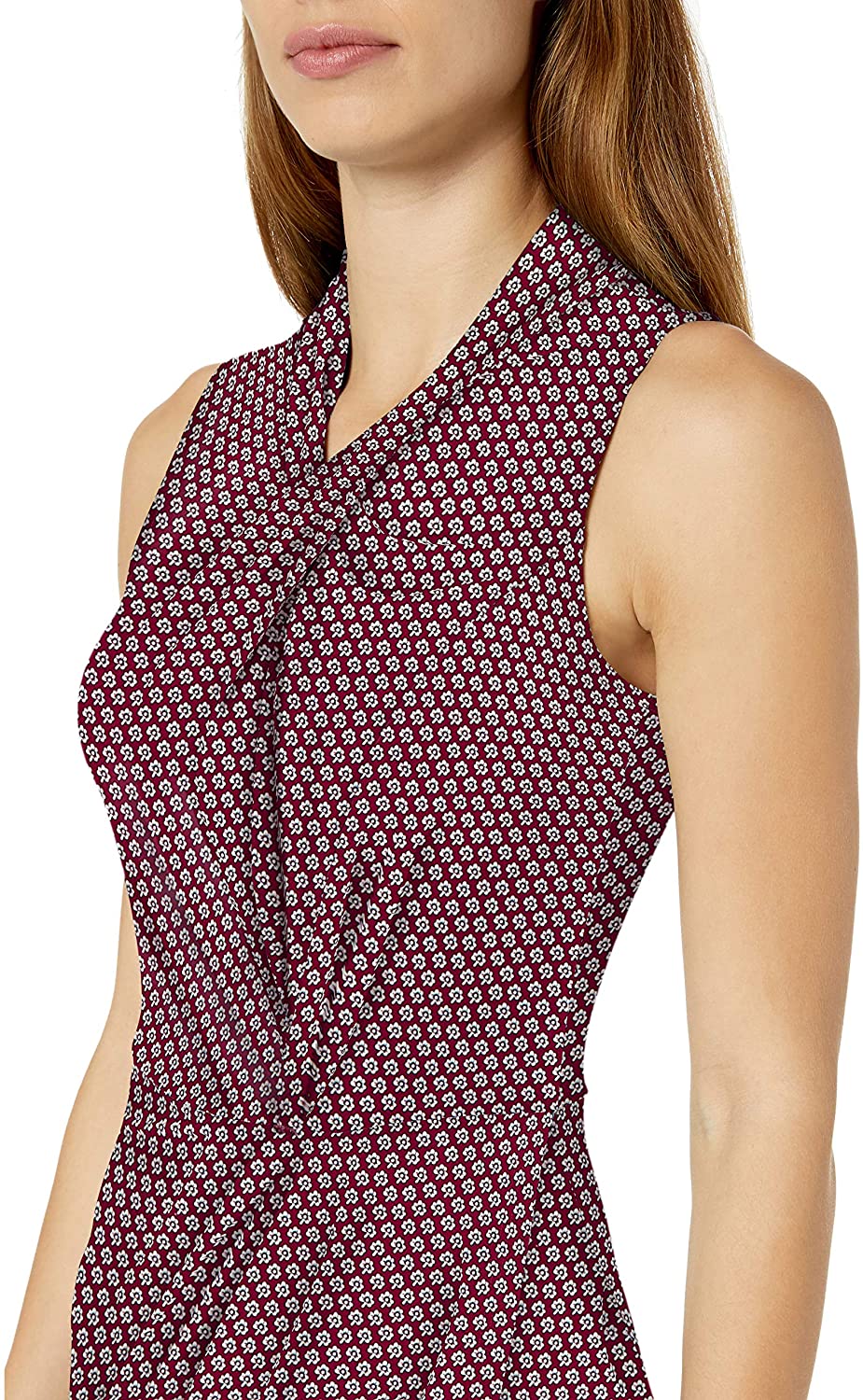 Amazon Brand - Lark & Ro Women's Sleeveless Crossover Twist Neck Faux Wrap Dress