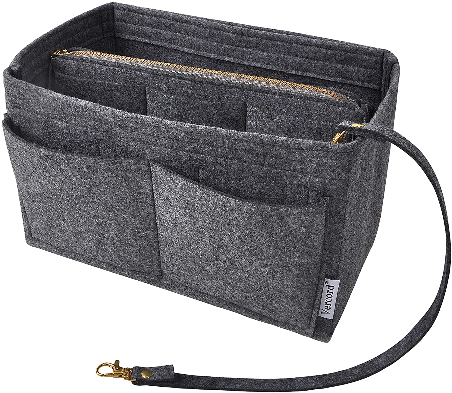 Vercord Felt Organizer Insert for Purse Handbag Tote Bag in Bag Inside Shaper Divider Neo Beige Small