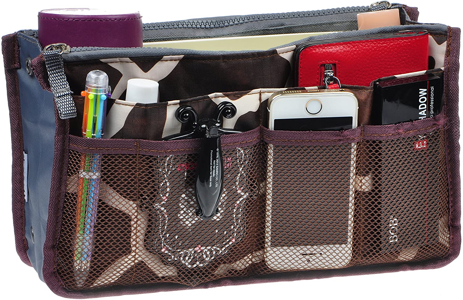 Vercord Purse Organizer Insert for Handbags Bag Organizers Inside Tote Pocketbook Women Nurse Nylon 13 Pockets Black Medium