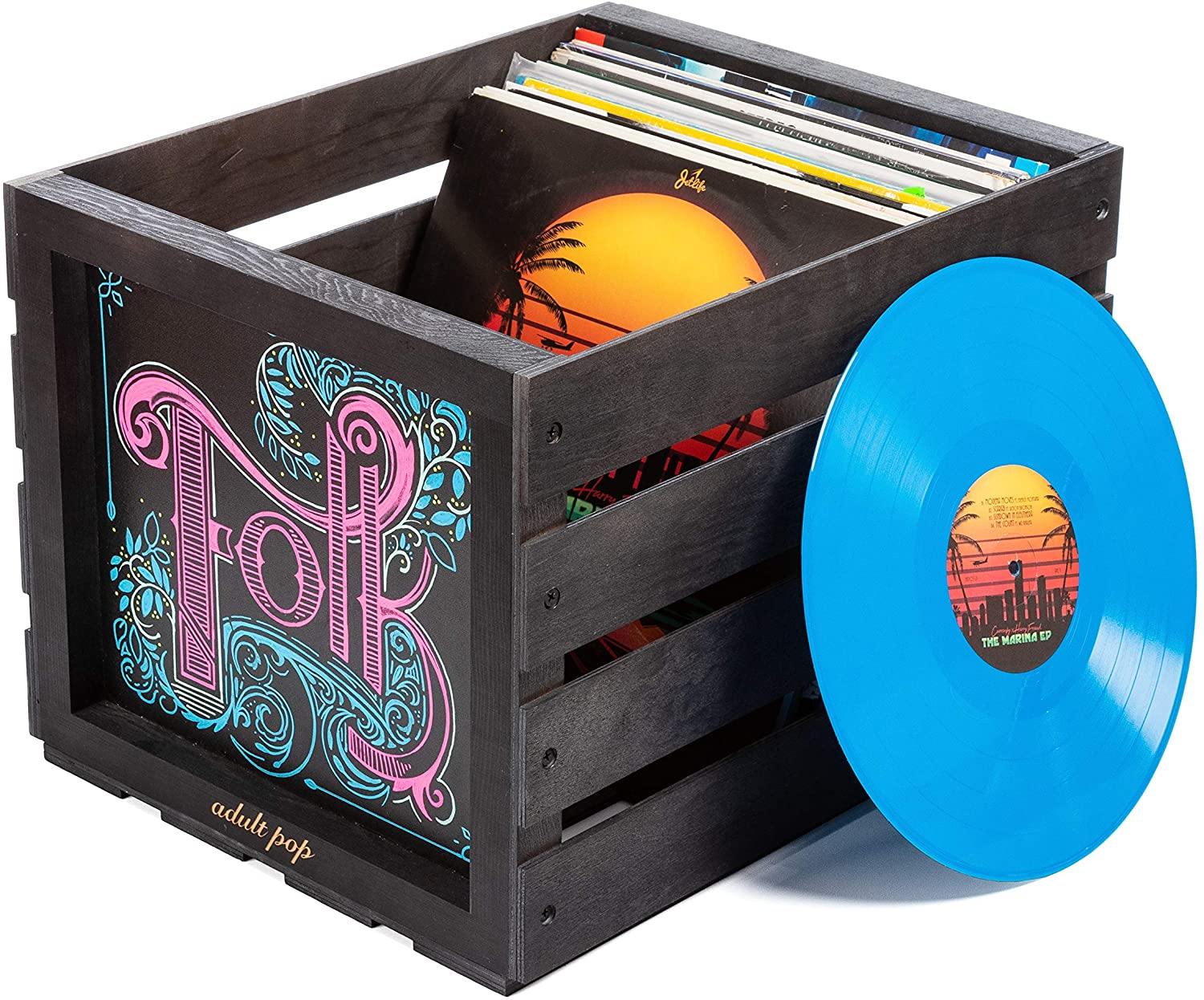 Chalkboard Vinyl Record Storage Crate (Espresso) - JOY2ESpree