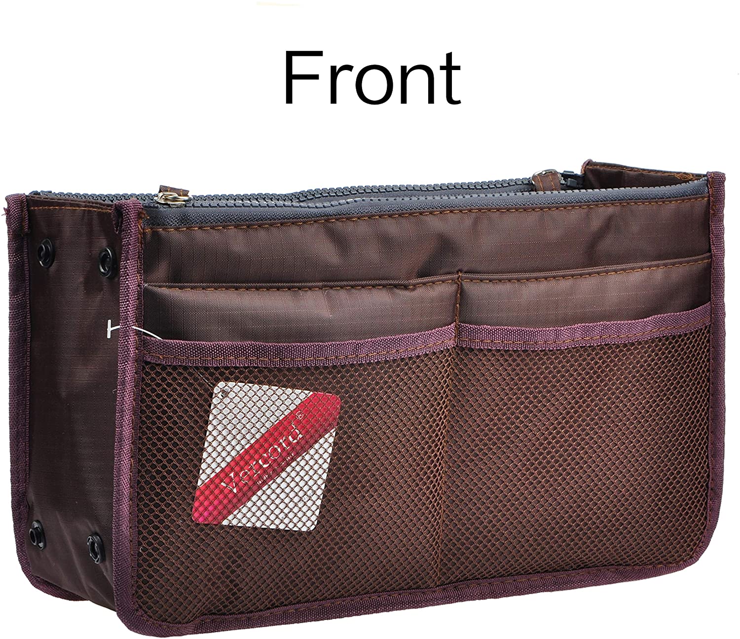 Vercord Updated Purse Handbag Organizer Insert Liner Bag in Bag 13 Pockets Purple Small