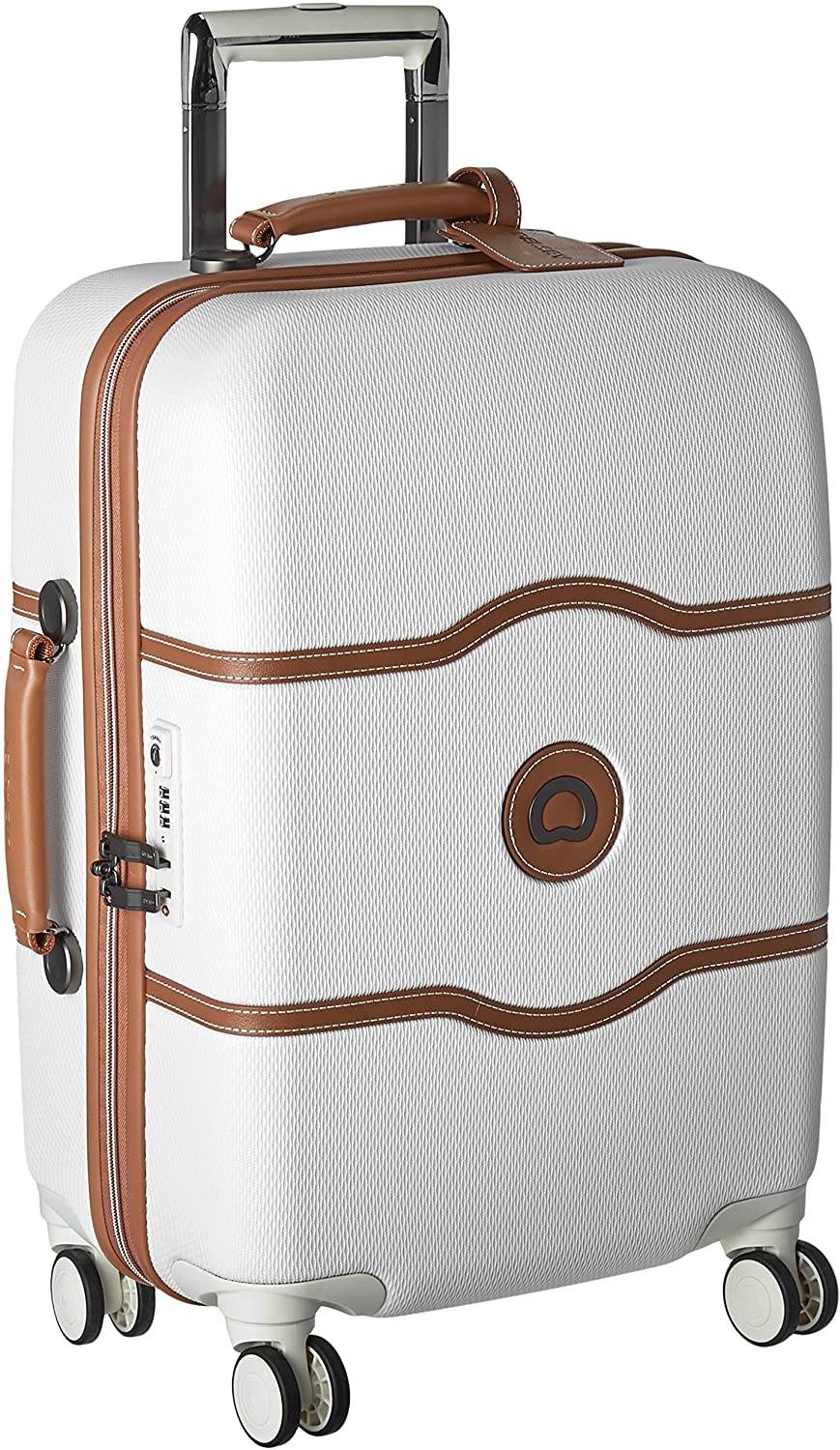 DELSEY Paris Chatelet Hardside Luggage with Spinner Wheels, Chocolate Brown, Checked-Large 28 Inch, with Brake