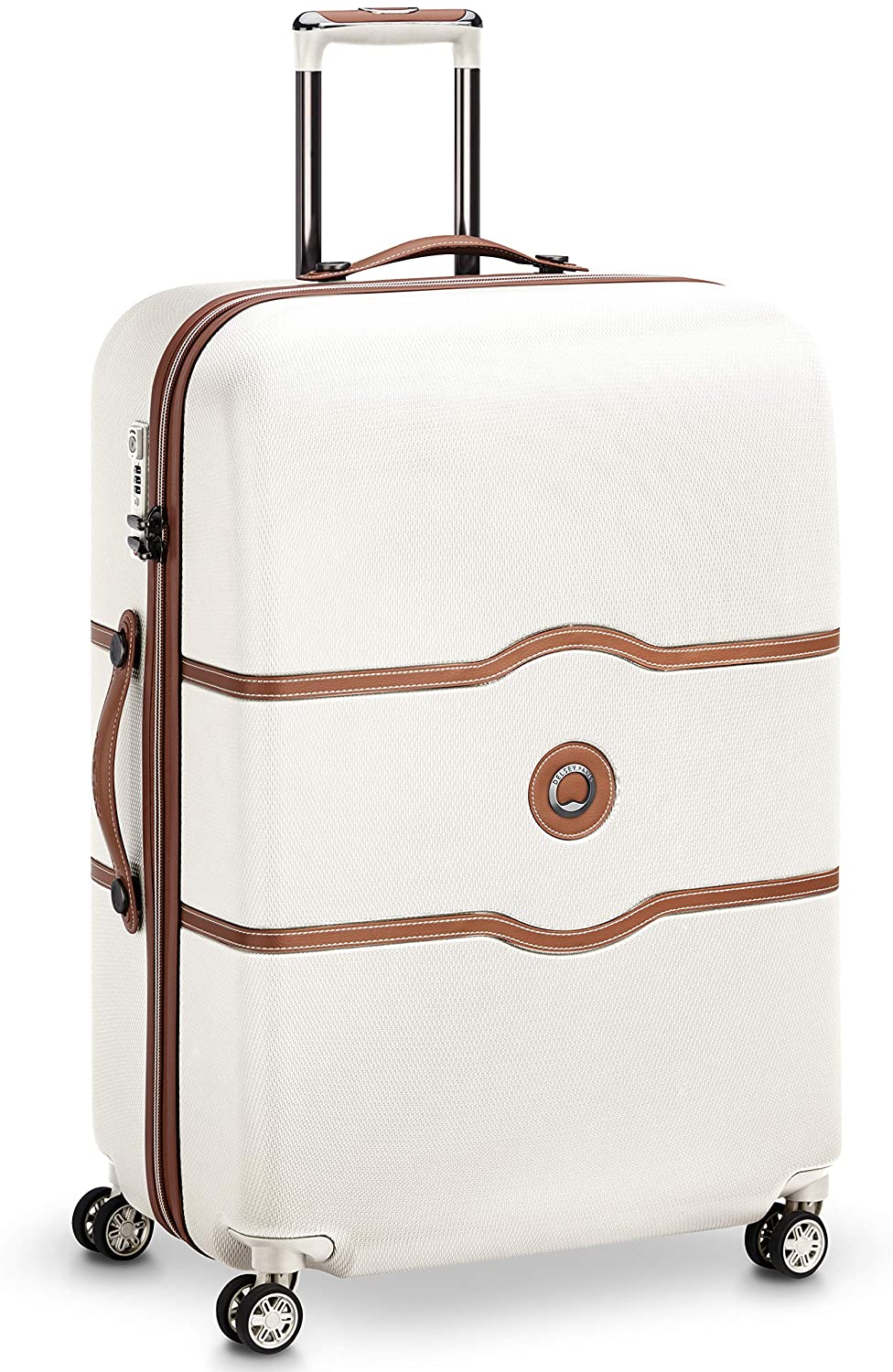 DELSEY Paris Chatelet Hardside Luggage with Spinner Wheels, Chocolate Brown, Checked-Large 28 Inch, with Brake