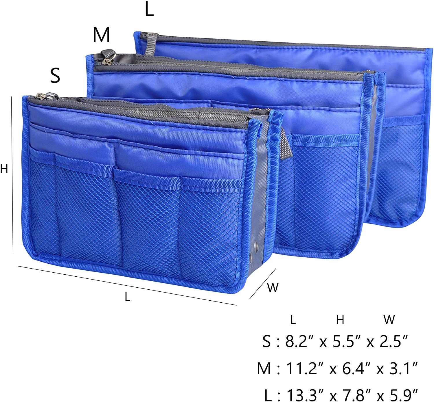 Vercord Purse Organizer Insert for Handbags Bag Organizers Inside Tote Pocketbook Women Nurse Nylon 13 Pockets Black Medium
