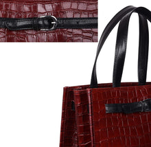 
                        
                          Load image into Gallery viewer, Antonio Valeria Emma Croco Print Leather Tote Bag For Women - JOY2ESpree
                        
                      